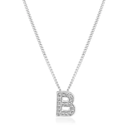 Beaverbrooks 9ct White Gold Diamond Initial B Pendant