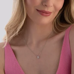 Beaverbrooks 9ct White Gold Diamond Initial B Pendant