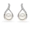 Beaverbrooks 9ct White Gold Diamond Freshwater Cultured Pearl Earrings