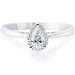 Beaverbrooks 18ct White Gold Diamond Pear Shaped Halo Ring
