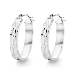Beaverbrooks 9ct White Gold Hoop Earrings