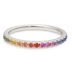 Beaverbrooks 18ct White Gold Rainbow Sapphire Ring