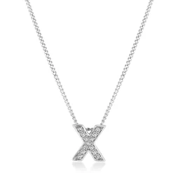 Beaverbrooks 9ct White Gold Diamond Initial X Pendant