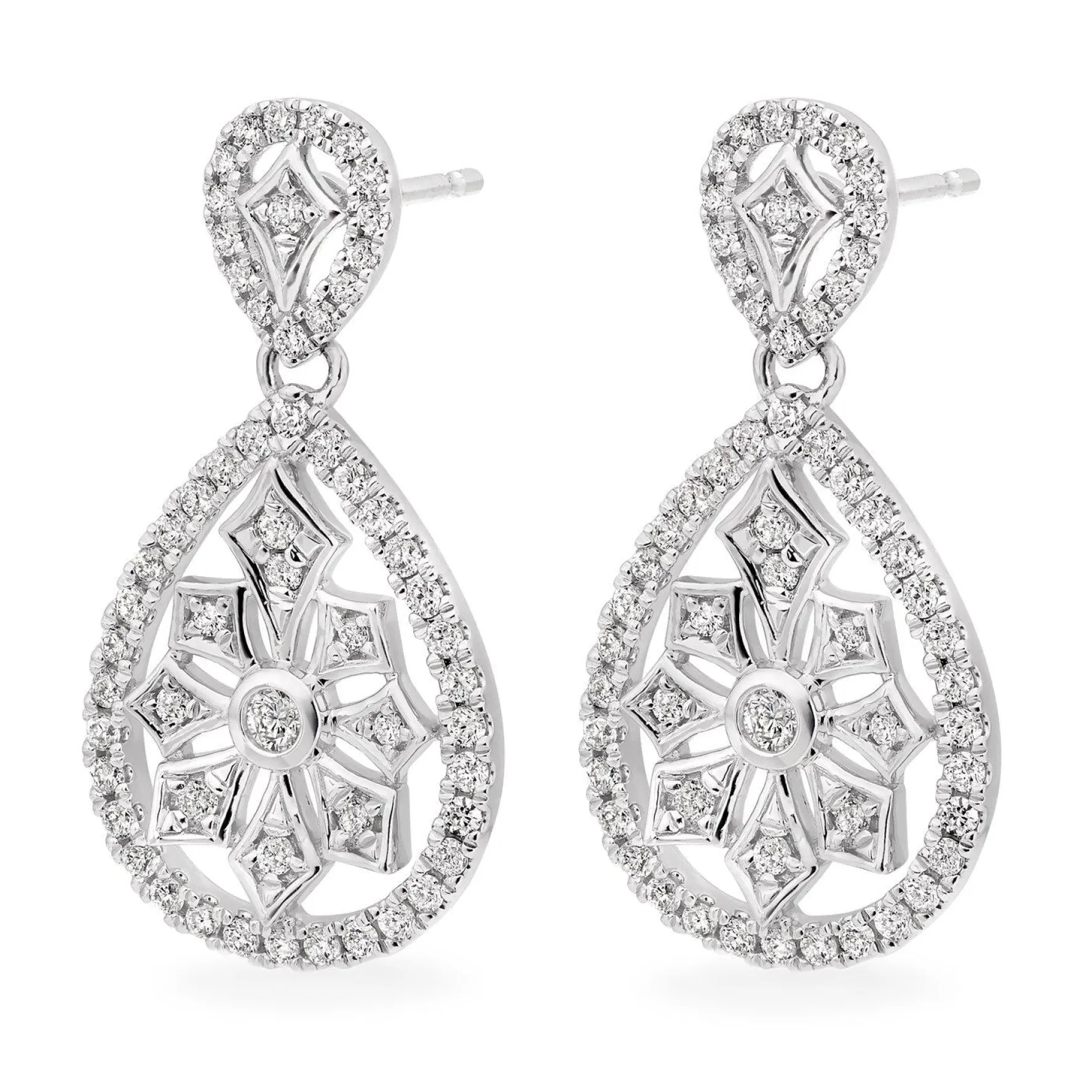 Beaverbrooks 9ct White Gold Diamond Cluster Earrings