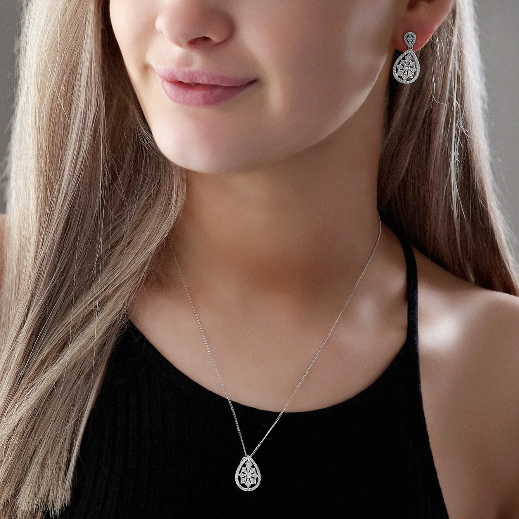 Beaverbrooks 9ct White Gold Diamond Cluster Earrings