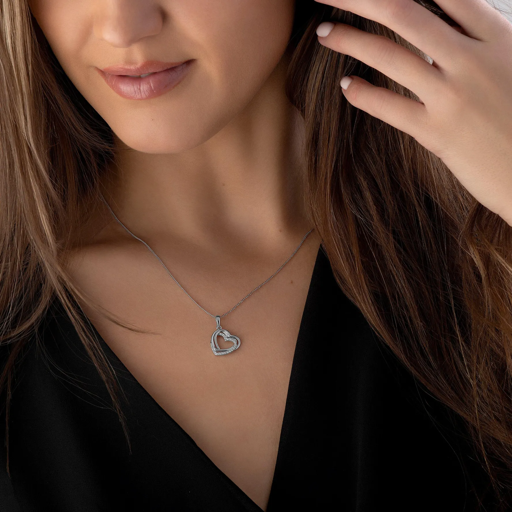 Beaverbrooks 9ct White Gold Cubic Zirconia Heart Pendant