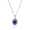 Beaverbrooks 9ct White Gold Diamond Amethyst Pendant