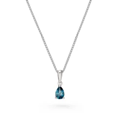 Beaverbrooks 9ct White Gold Blue Topaz Pendant