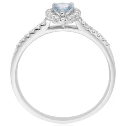 Beaverbrooks 18ct White Gold Diamond Aquamarine Pear Shaped Halo Ring
