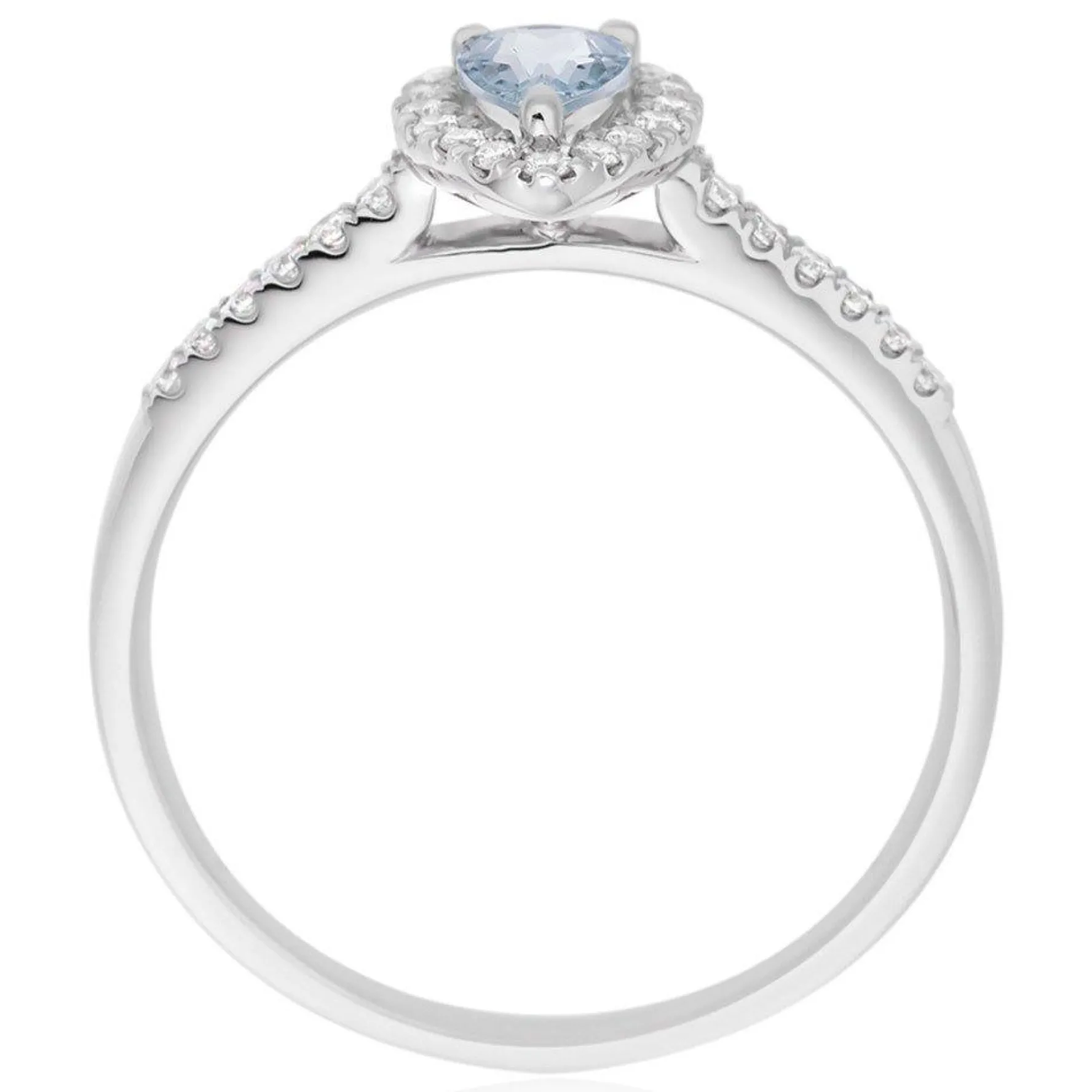 Beaverbrooks 18ct White Gold Diamond Aquamarine Pear Shaped Halo Ring