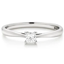Beaverbrooks 9ct White Gold Diamond Princess Cut Solitaire Ring
