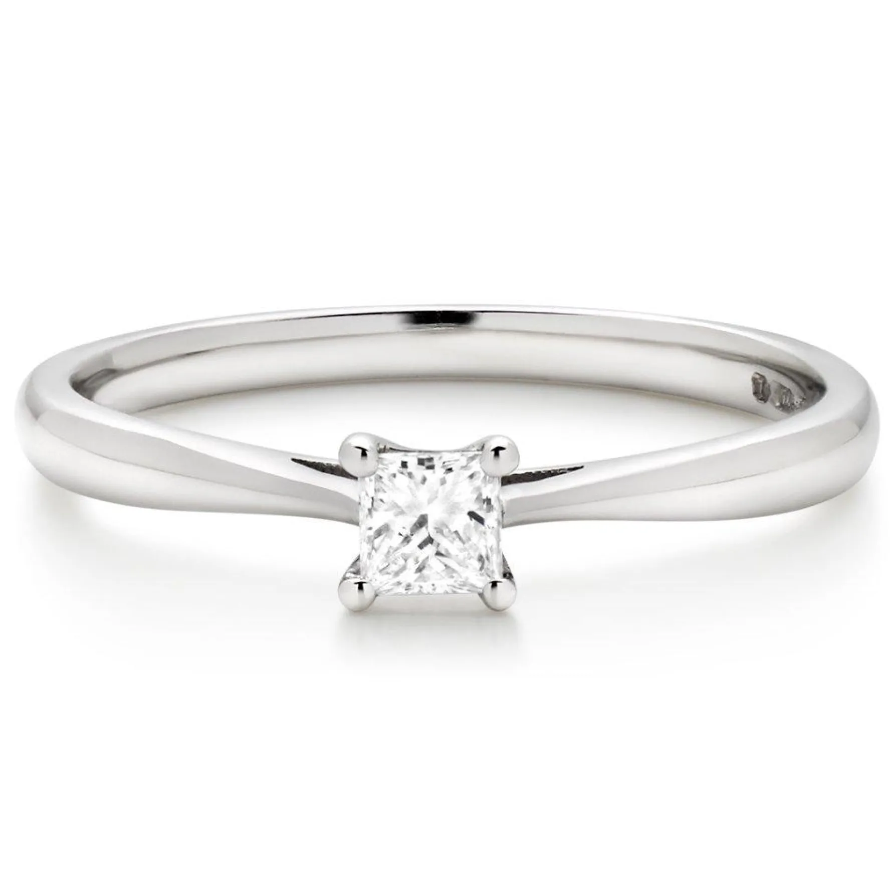 Beaverbrooks 9ct White Gold Diamond Princess Cut Solitaire Ring