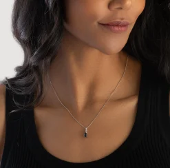 Beaverbrooks 9ct White Gold Diamond Sapphire Pendant