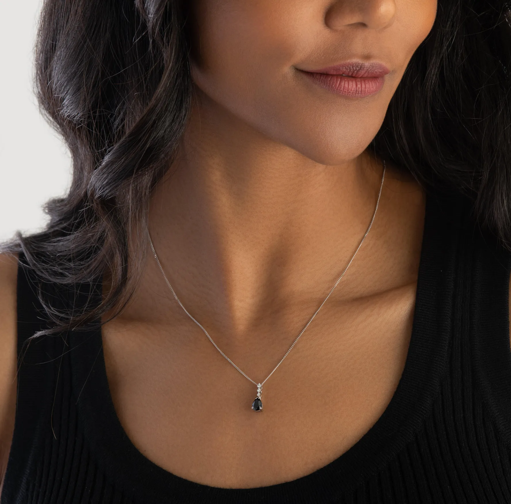 Beaverbrooks 9ct White Gold Diamond Sapphire Pendant