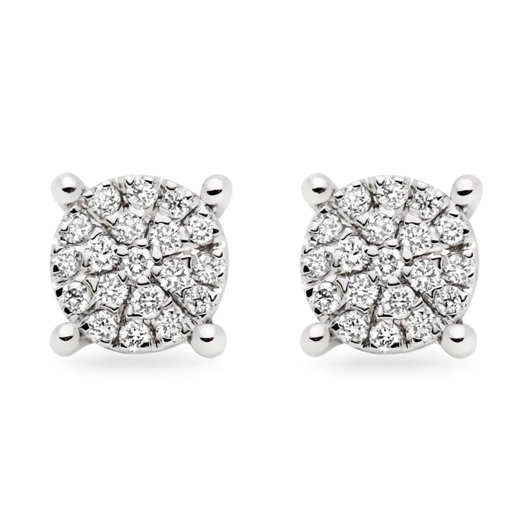Beaverbrooks 9ct White Gold Diamond Cluster Stud Earrings