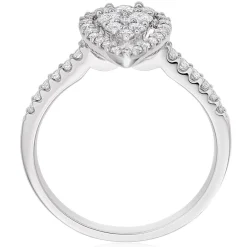Beaverbrooks 9ct White Gold Diamond Pear Shaped Cluster Halo Ring