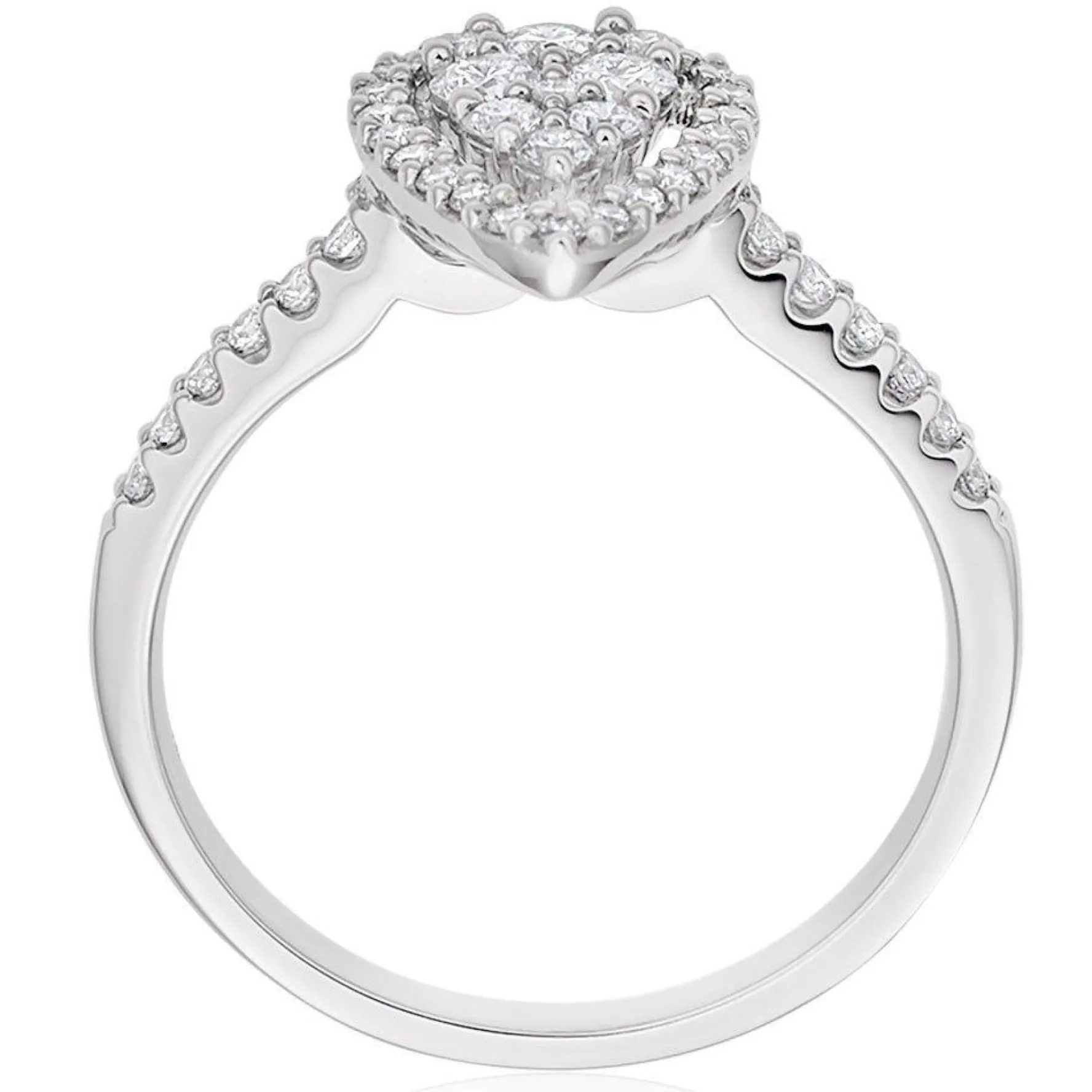 Beaverbrooks 9ct White Gold Diamond Pear Shaped Cluster Halo Ring