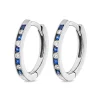Beaverbrooks 9ct White Gold Diamond Sapphire Huggie Hoop Earrings
