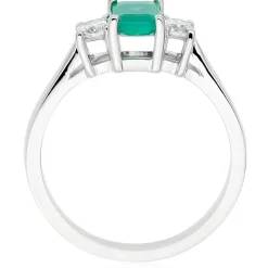 Beaverbrooks 18ct White Gold Diamond Emerald Three Stone Ring