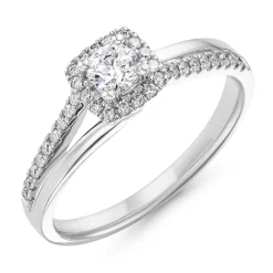 Beaverbrooks 18ct White Gold Diamond Halo Engagement Ring