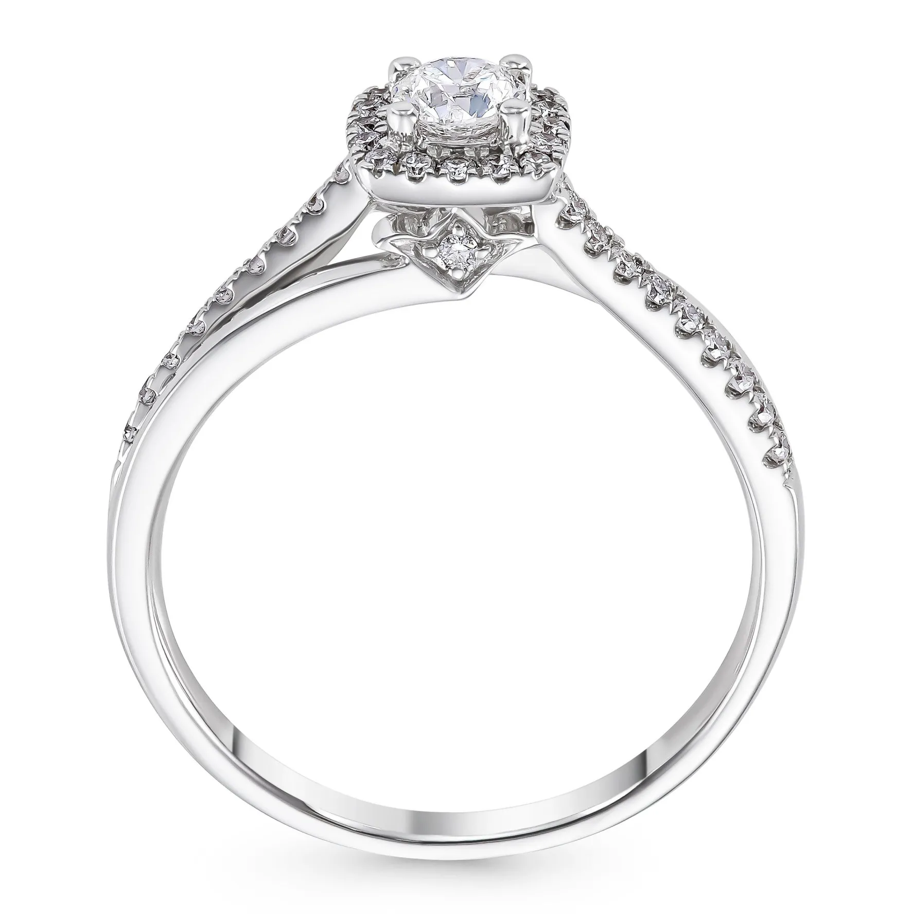 Beaverbrooks 18ct White Gold Diamond Halo Engagement Ring