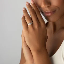 Beaverbrooks 18ct White Gold Diamond Halo Engagement Ring
