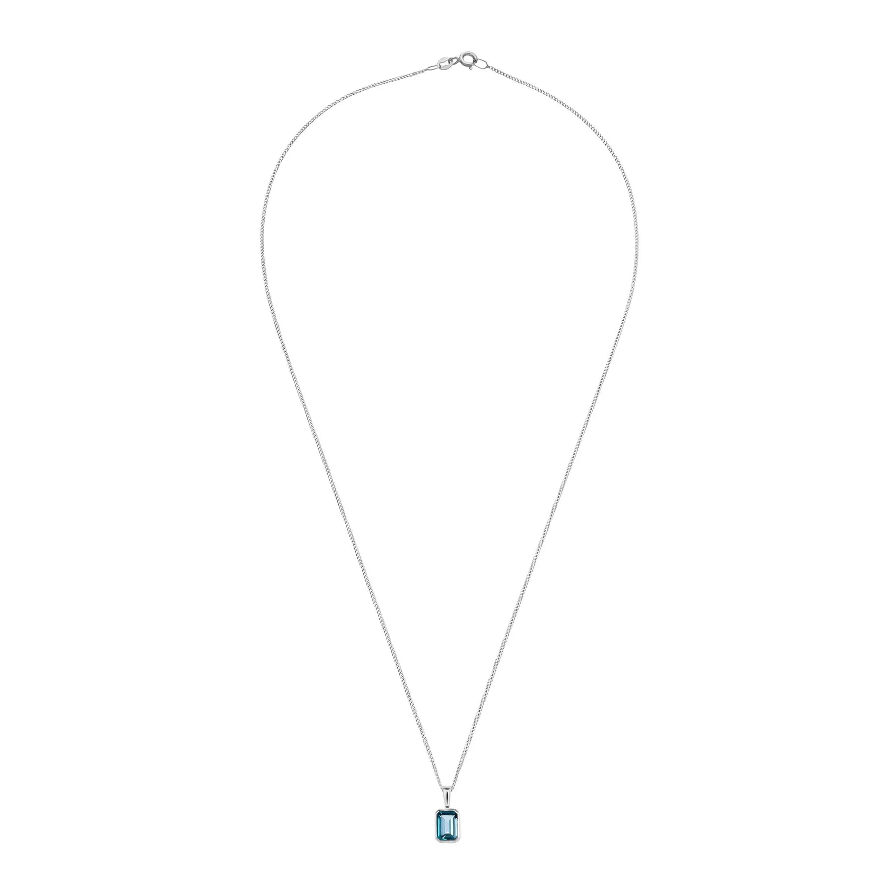 Beaverbrooks 9ct White Gold Blue Topaz Pendant