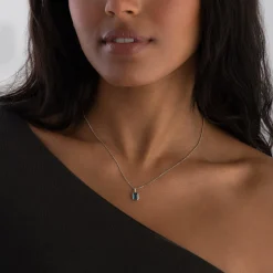 Beaverbrooks 9ct White Gold Blue Topaz Pendant