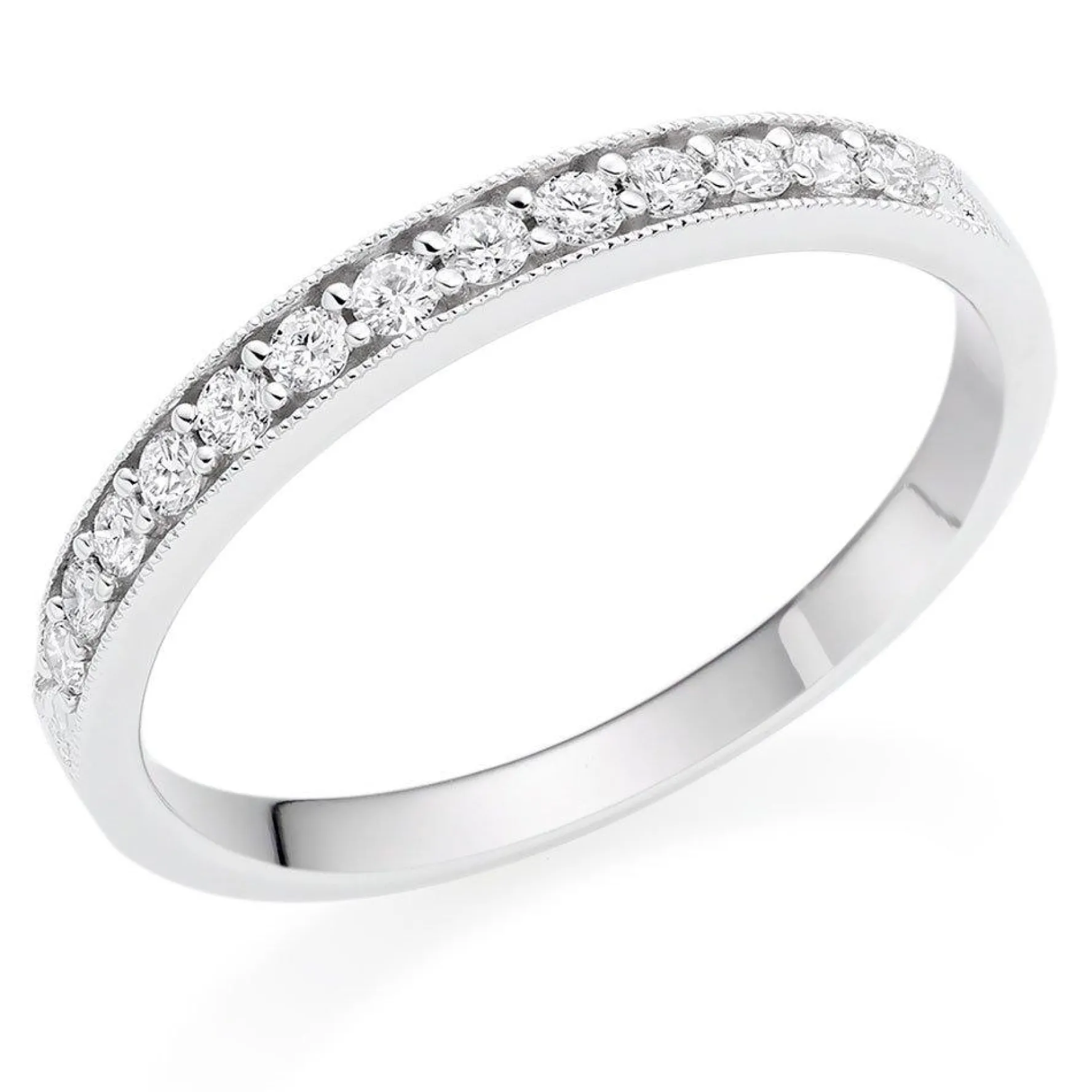 Beaverbrooks 18ct White Gold Diamond 2mm Half Eternity Ring