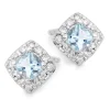 Beaverbrooks 9ct White Gold Diamond Aquamarine Stud Earrings