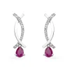 Beaverbrooks 9ct White Gold Diamond Ruby Drop Earrings