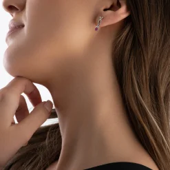 Beaverbrooks 9ct White Gold Diamond Ruby Drop Earrings