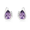 Beaverbrooks 9ct White Gold Diamond Amethyst Earrings