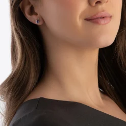 Beaverbrooks 9ct White Gold Diamond Amethyst Earrings