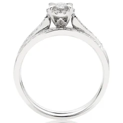 Beaverbrooks 18ct White Gold Diamond 4mm Halo Bridal Set