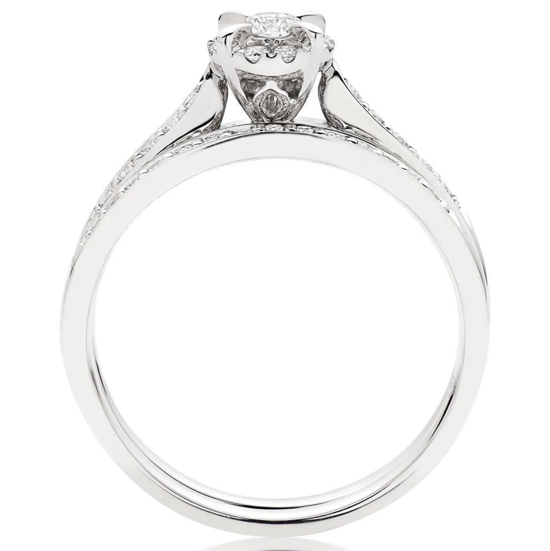 Beaverbrooks 18ct White Gold Diamond 4mm Halo Bridal Set