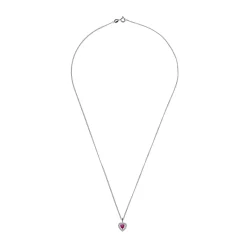 Beaverbrooks 9ct White Gold Diamond Ruby Heart Pendant