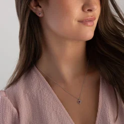 Beaverbrooks 9ct White Gold Diamond Ruby Heart Earrings
