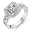 Beaverbrooks 18ct White Gold Diamond Cluster Halo Engagement Ring