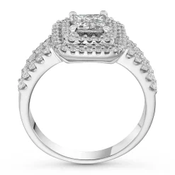 Beaverbrooks 18ct White Gold Diamond Cluster Halo Engagement Ring