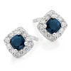 Beaverbrooks 9ct White Gold Diamond Sapphire Stud Earrings