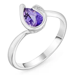 Beaverbrooks 9ct White Gold Diamond Amethyst Ring