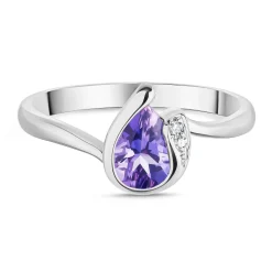 Beaverbrooks 9ct White Gold Diamond Amethyst Ring