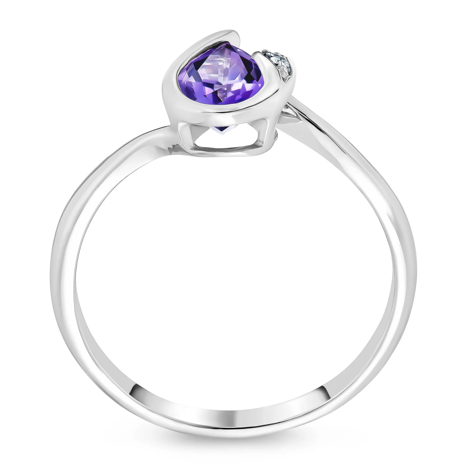 Beaverbrooks 9ct White Gold Diamond Amethyst Ring