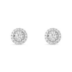 Beaverbrooks 18ct White Gold Diamond Halo Stud Earrings