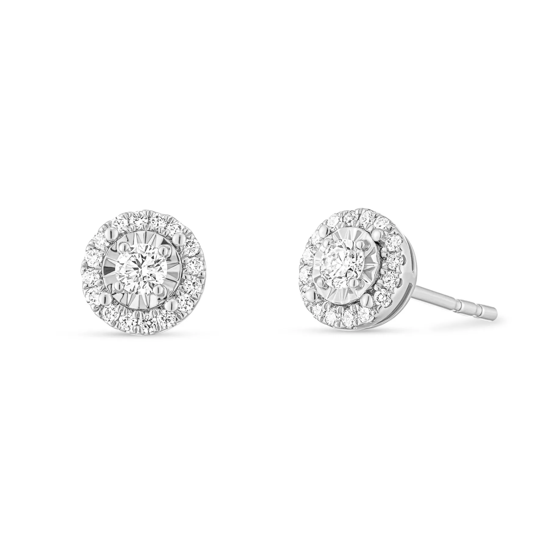 Beaverbrooks 18ct White Gold Diamond Halo Stud Earrings