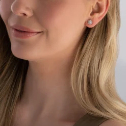 Beaverbrooks 18ct White Gold Diamond Halo Stud Earrings
