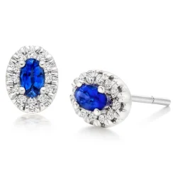Beaverbrooks 18ct White Gold Diamond Sapphire Halo Earrings