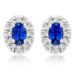 Beaverbrooks 18ct White Gold Diamond Sapphire Halo Earrings