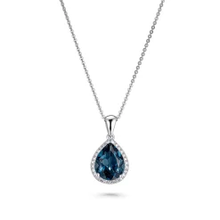 Beaverbrooks 9ct White Gold Diamond Blue Topaz Pendant